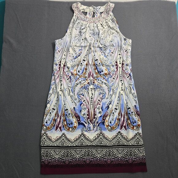 White House Black Market Women S Aztec Sequin Studded Halter Dress Open Back - Picture 1 of 16